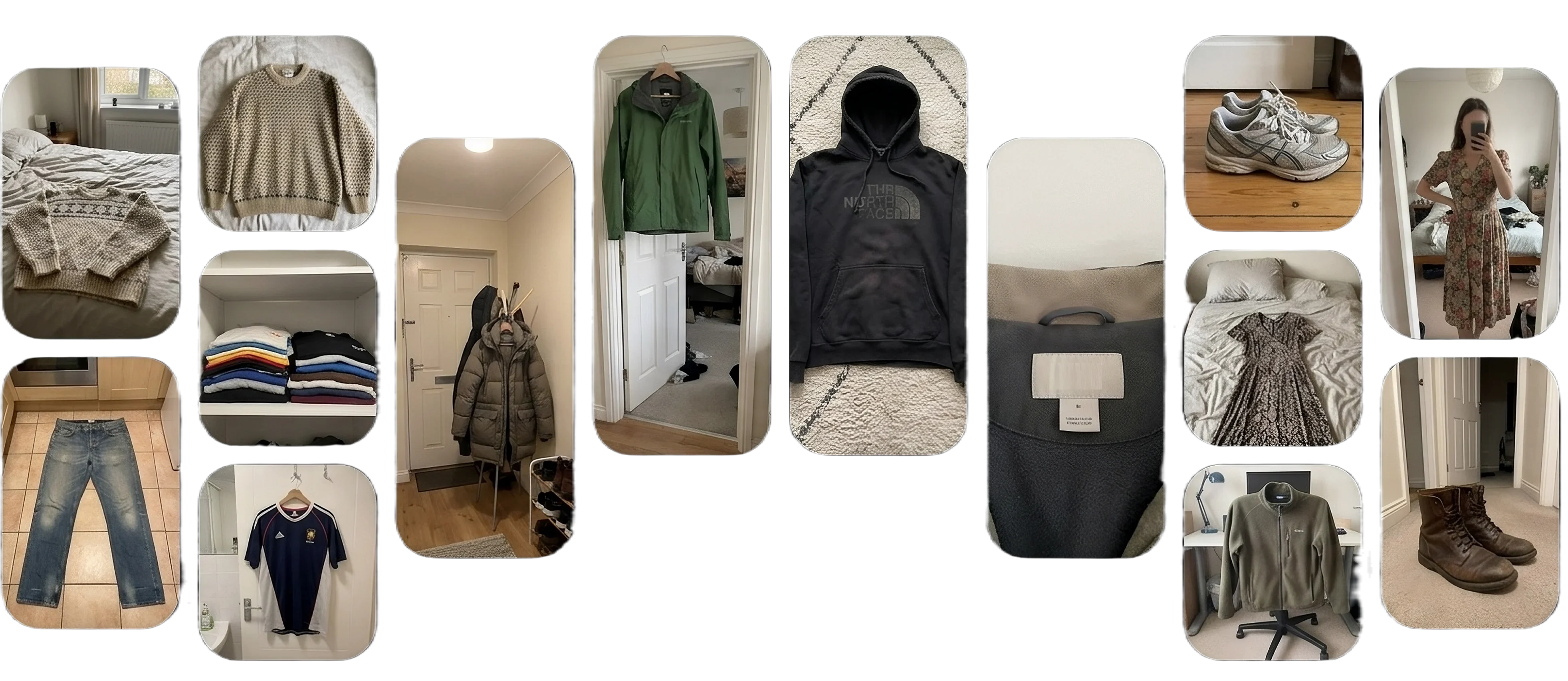 Collection of pre-loved fashion items sold on Looped